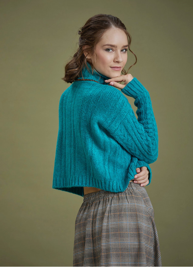 Cable Knit Blue Winter Sweater