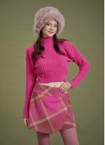 Turtleneck Crop Fuchsia Sweater