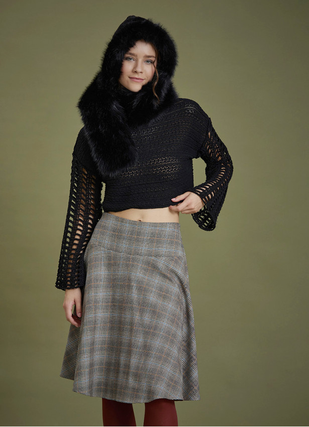 Open Crop Knitted Black Sweater