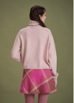 Bohemian Style Pink Turtleneck Women's Sweater