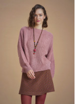 Bohemian Style Pink Women Knitted Sweater