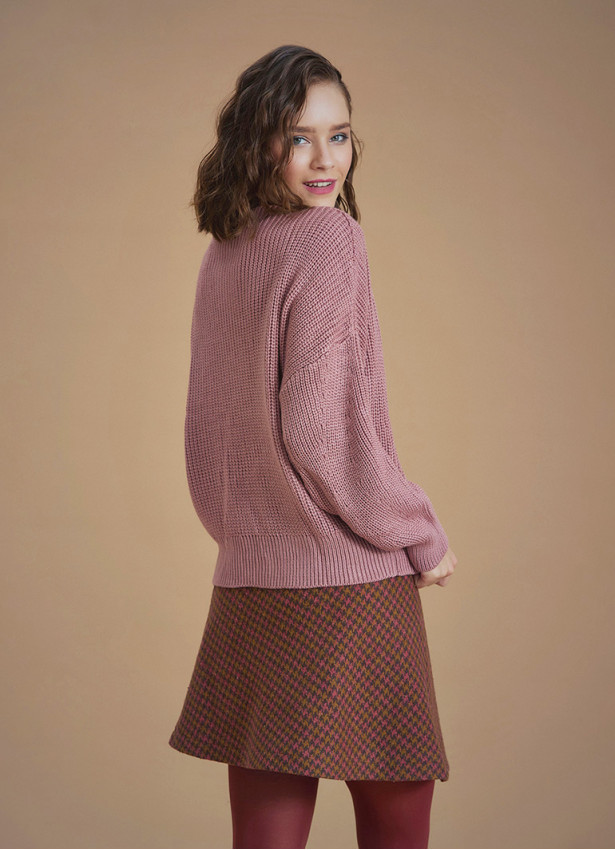 Bohemian Style Pink Women Knitted Sweater