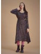 Patterned Asymmetrical Hem Button Down Long Sleeve Dress