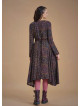 Patterned Asymmetrical Hem Button Down Long Sleeve Dress