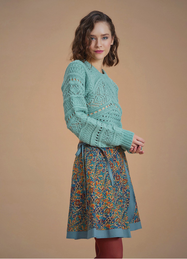 Authentic Patterned Short Wrap Skirt