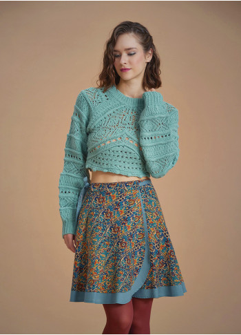 Authentic Patterned Short Wrap Skirt