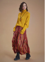 Gypsy Style Orange Print Cotton Long Skirt