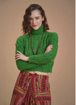 Cable Knit Green Winter Sweater