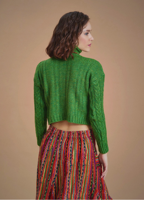 Cable Knit Green Winter Sweater