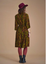 Green Patterned Paisley Winter Shirt Dress