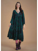 Long Puff Sleeve Green Long Tiered Dress