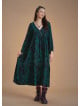 Long Puff Sleeve Green Long Tiered Dress