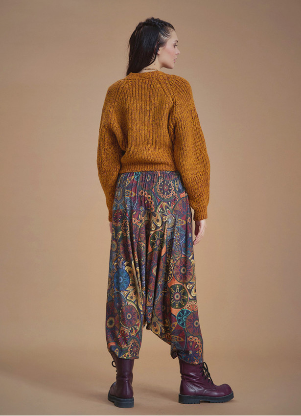 Elastic Waist Ethnic Patterned Winter Harem Pants