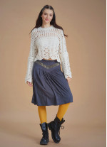 Flared Authentic Anthracite Suede Skirt