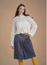 Openwork Knitted White Women's Sweater