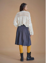 Flared Authentic Anthracite Suede Skirt