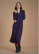 V Neckline Tie Waist Long Winter Dress