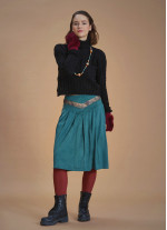 Flared Authentic Green Suede Skirt