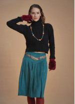 Flared Authentic Green Suede Skirt