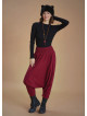 Winter Elastic Waist and Leg Maroon Harem Pants