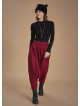 Winter Elastic Waist and Leg Maroon Harem Pants