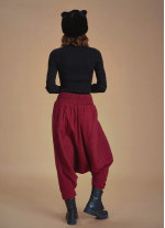 Winter Elastic Waist and Leg Maroon Harem Pants