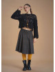 Flared Brown Patterned Houndstooth Skirt