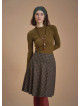 Flared Brown Plaid Houndstooth Skirt