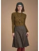 Flared Brown Plaid Houndstooth Skirt