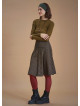 Flared Brown Plaid Houndstooth Skirt