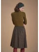 Flared Brown Plaid Houndstooth Skirt