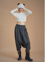 Winter Elastic Waist and Leg Black Harem Pants