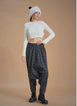 Winter Elastic Waist and Leg Black Harem Pants