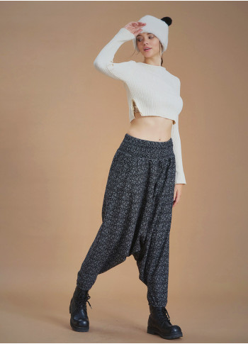 Winter Elastic Waist and Leg Black Harem Pants