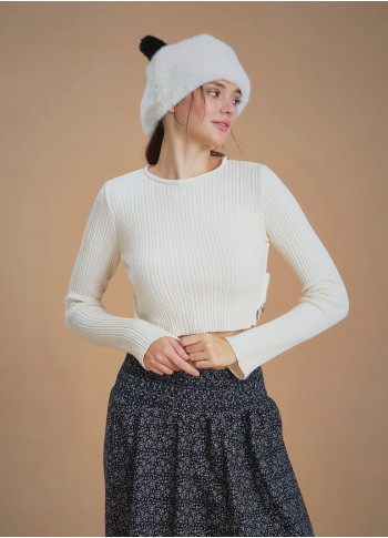 Crop Winter Sweater with Ring Detail