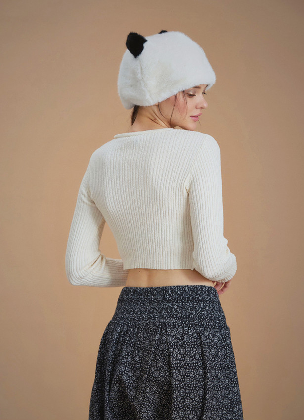 Crop Winter Sweater with Ring Detail