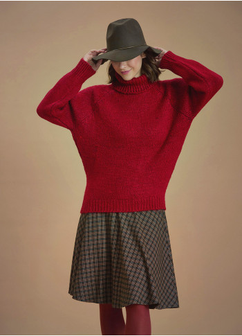 Bohemian Style Knitted Women's Red Sweater