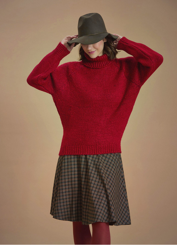 Bohemian Style Knitted Women's Red Sweater