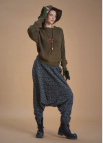 Bohemian Style Khaki Women Knitted Sweater