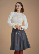 Flared Anthracite Suede Skirt