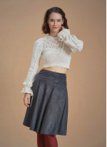 Flared Anthracite Suede Skirt