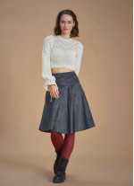 Flared Anthracite Suede Skirt