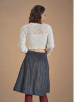 White Winter Sweater with Laced Sleeves