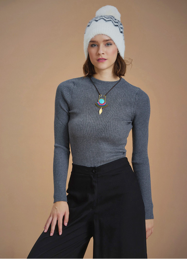 Slim Fit Anthracite Winter Sweater