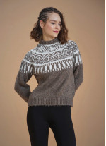 Retro Brown Zigzag Patterned Sweater