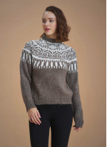 Retro Brown Zigzag Patterned Sweater