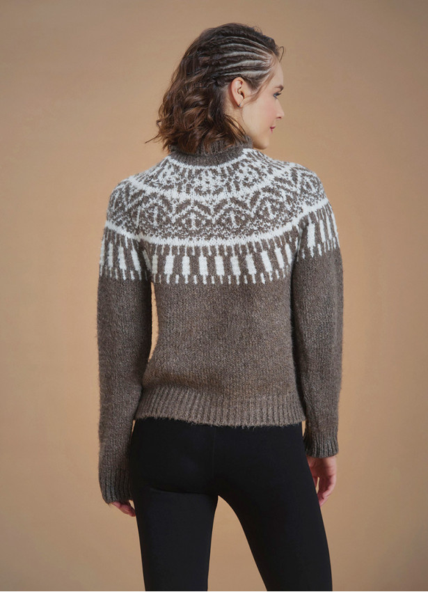 Retro Brown Zigzag Patterned Sweater