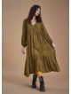 Long Puff Sleeve Patterned Long Tiered Dress