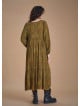 Long Puff Sleeve Patterned Long Tiered Dress