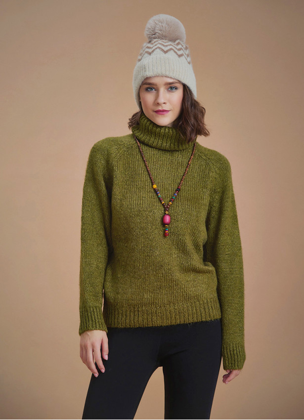 Bohemian Style Knitted Women's Khaki Sweater